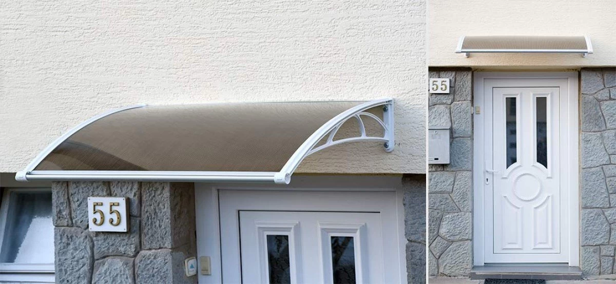 Nadstrešnica Za Vrata 82x120cm Smeđa Baza Ploča Bronza 6mm